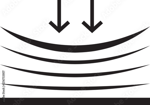 Elastic flexibility icon. Compact and push arrow sign. Stretched and compressed element, Flexible pressure symbol. Quality design element. Resilience material sign. Editable stroke.