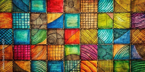 Abstract Hand-Drawn Grid Lines Background - Conceptual Photography