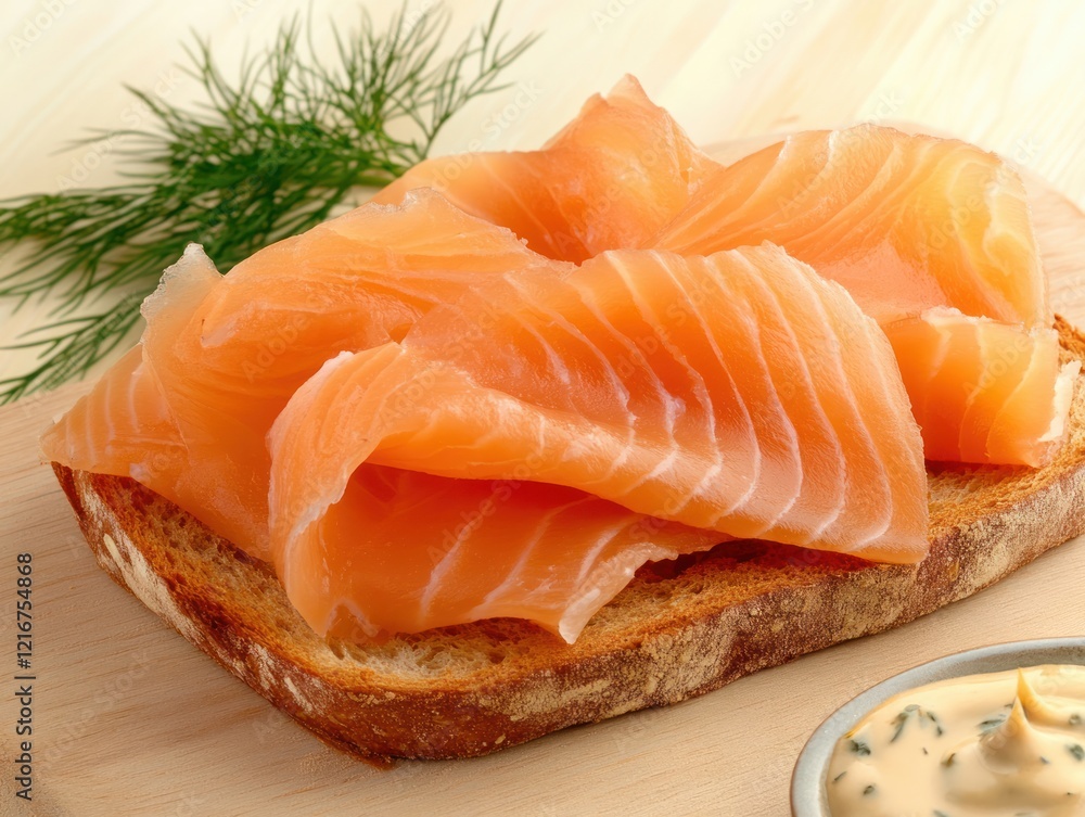 Delicious Smoked Salmon on Toast Kitchen Food Photography Bright Close-Up Culinary Delight Delicious Smoked Salmon on Toast Kitchen Food Photography Bright Close-Up Culinary Delight