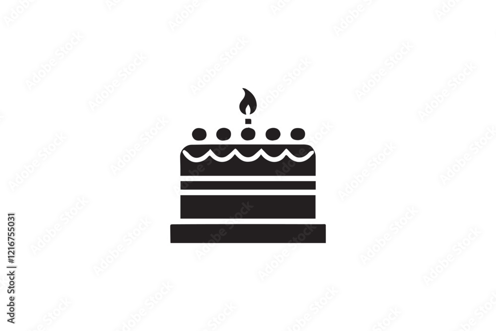 simple and subtle vector silhouette of birthday cake in black and white, set against a white background. simple and subtle vector silhouette of birthday cake in black and white, set against a white background.