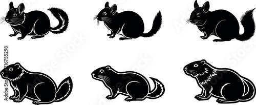 Collection of Cute Vector Illustrations Featuring Various Small Animals in Silhouette Style