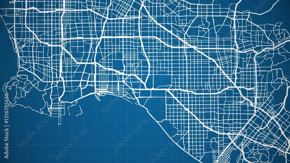 Ink reveal animation of Los Angeles city, California, United States ...