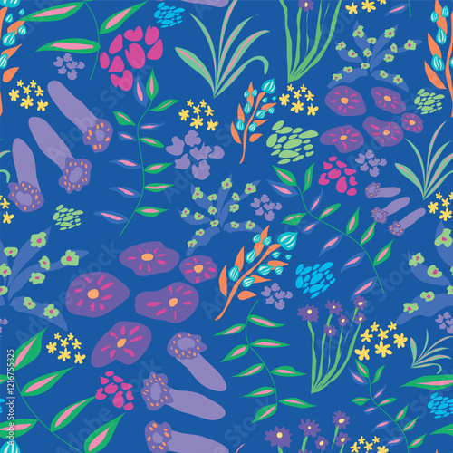 Vector floral ditsy seamless pattern. Small flowers garden repeat pattern great for feminine textiles and backgrounds, packaging.