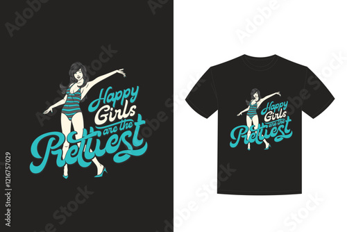 lettering poster with beautiful woman swimming suit t shirt design