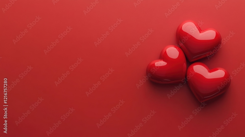Fototapeta premium A Timeless Expression of Love: A Delicate Arrangement of Velvet Red Roses and Heart-Shaped Accents, Gracefully Cascading Against a Lush Crimson Background, Symbolizing Eternal Affection.