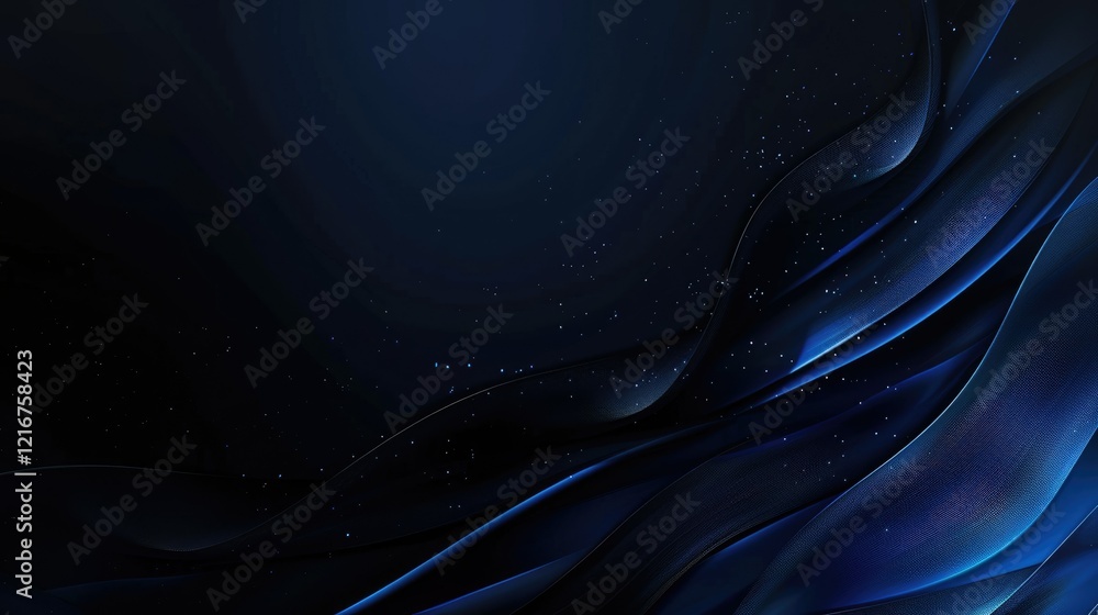 Obraz premium Abstract dark blue waves with subtle light effects, creating a serene digital background.