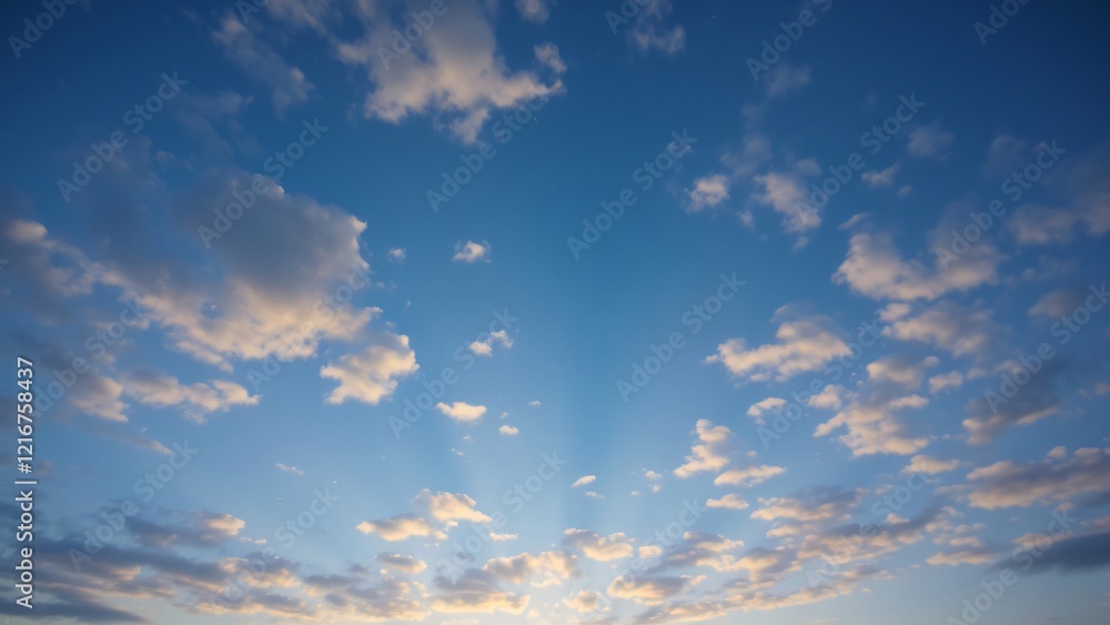 Serene Sunset Sky with Scattered Cumulus Clouds Serene Sunset Sky with Scattered Cumulus Clouds