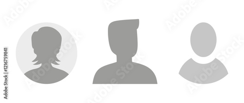 Vector flat illustration. Icons of man and woman. Avatar, user profile, person icon, profile picture. Suitable for social media profiles, icons, screensavers and as a template. Business concept.