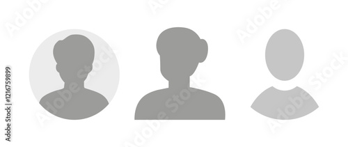 Vector flat illustration. Icons of man and woman. Avatar, user profile, person icon, profile picture. Suitable for social media profiles, icons, screensavers and as a template. Business concept.