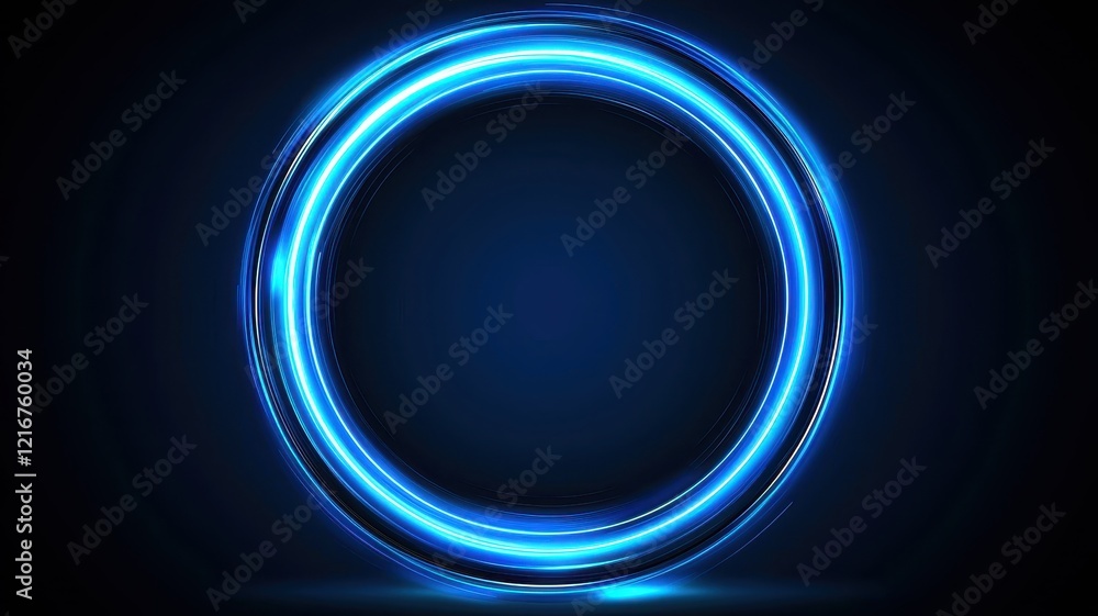 Abstract Glowing Blue Neon Circle Light Effect Futuristic Circular Design Technology Background Abstract Glowing Blue Neon Circle Light Effect Futuristic Circular Design Technology Background