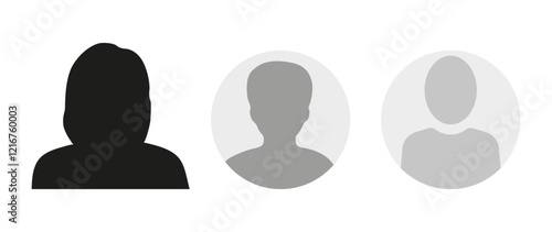 Vector flat illustration. Icons of man and woman. Avatar, user profile, person icon, profile picture. Suitable for social media profiles, icons, screensavers and as a template. Business concept.