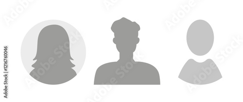 Vector flat illustration. Icons of man and woman. Avatar, user profile, person icon, profile picture. Suitable for social media profiles, icons, screensavers and as a template. Business concept.