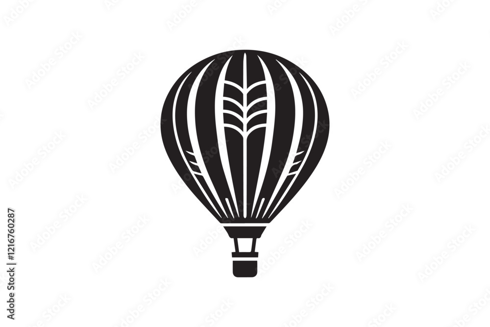simple and subtle vector silhouette of hot air balloon in black and white, set against a white background. simple and subtle vector silhouette of hot air balloon in black and white, set against a white background.