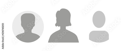 Vector flat illustration. Icons of man and woman. Avatar, user profile, person icon, profile picture. Suitable for social media profiles, icons, screensavers and as a template. Business concept.