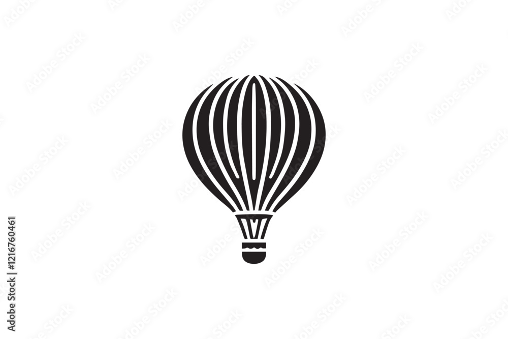 simple and subtle vector silhouette of hot air balloon in black and white, set against a white background. simple and subtle vector silhouette of hot air balloon in black and white, set against a white background.
