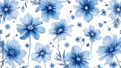 Blue watercolor floral background
