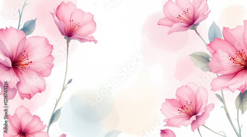 Light pink flower watercolor background
