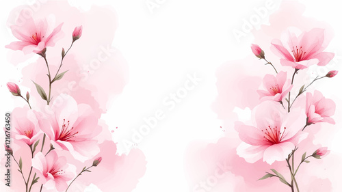 Light pink flower watercolor background
