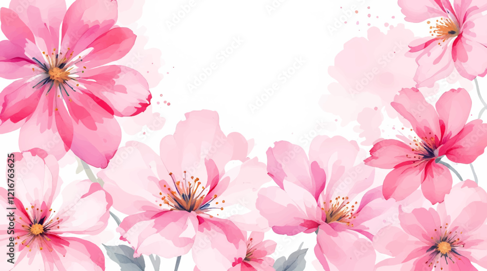 Fototapeta premium Watercolor pink floral background