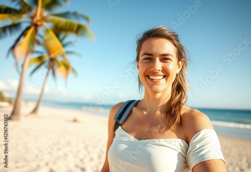 Portrait of a happy person on vacation