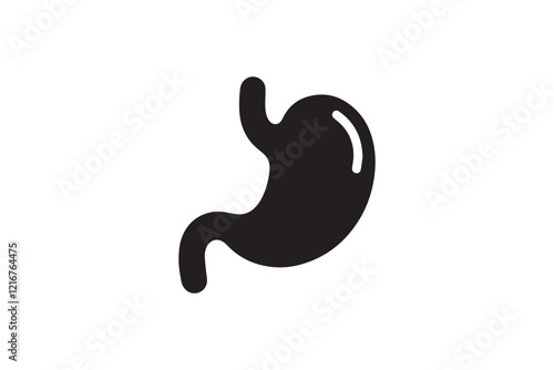 simple and subtle vector silhouette of a stomach in black and white, set against a white background.
