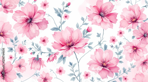 Flower watercolor art background vector. Wallpaper design with floral paint brush line art. leaves and flowers nature design for cover, wall art, invitation, fabric, poster, canvas print.
