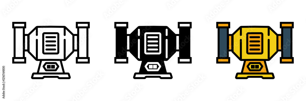 Fototapeta premium Bench grinder is a stationary tool for sharpening, polishing, and shaping metal or other materials effectively.