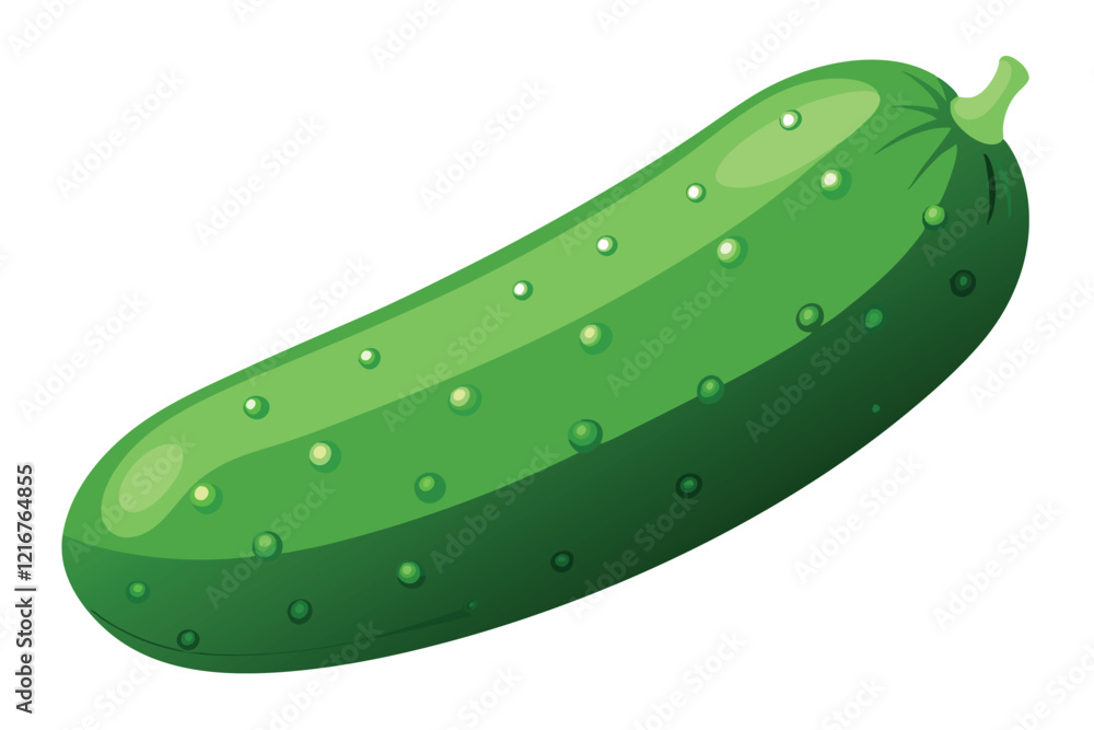 Vector Illustration of a Cucumber With a Smooth Green Surface and Small Bumps Vector Illustration of a Cucumber With a Smooth Green Surface and Small Bumps