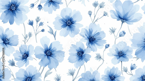 Blue watercolor floral background vector
