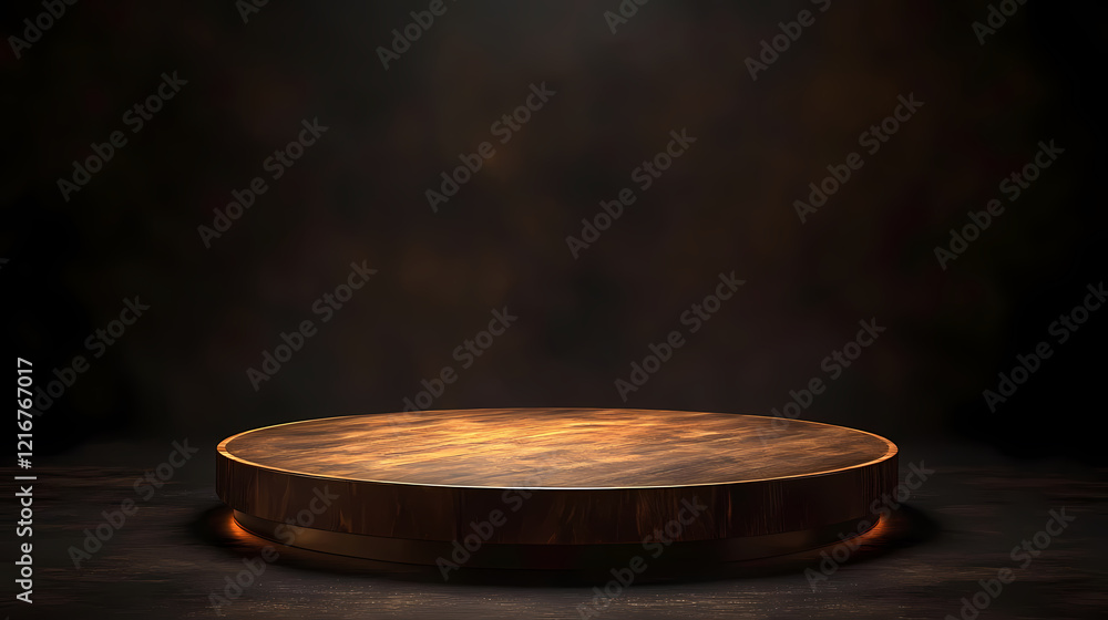 Warm lighting on a wooden display stand Warm lighting on a wooden display stand