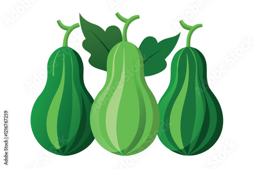 Vector Clipart of Green Avocados With Leaves in Isolated Design for Digital Use