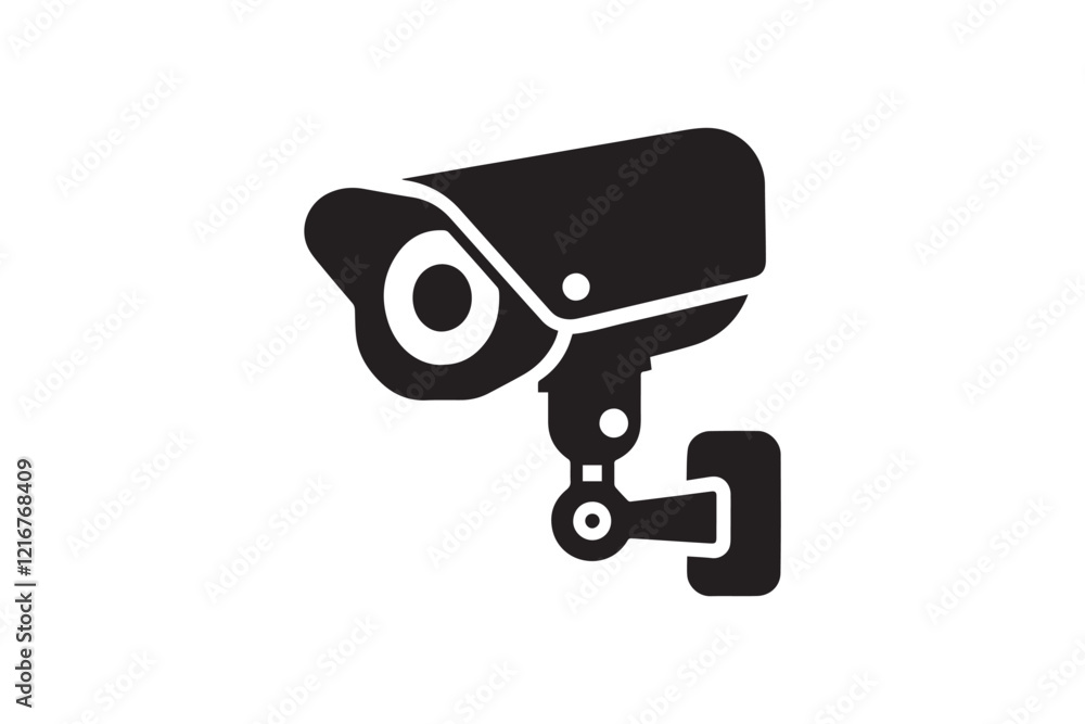 simple and subtle vector silhouette of cctv camera in black and white, set against a white background. simple and subtle vector silhouette of cctv camera in black and white, set against a white background.