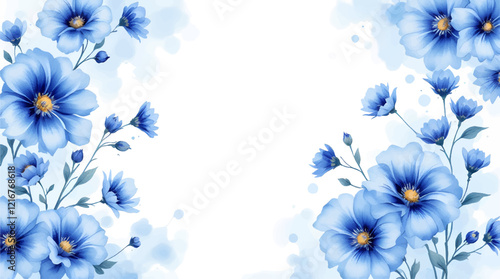 Blue watercolor floral background vector
