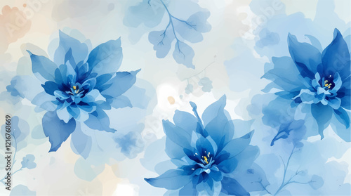 Blue watercolor floral background vector
