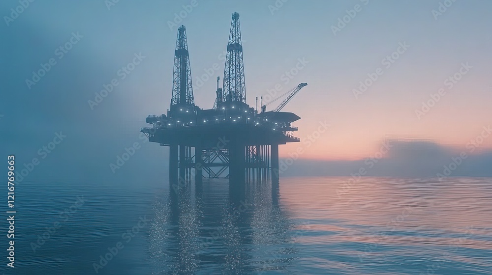 Oil drilling platform standing tall in the vast ocean, symbolizing human innovation and the quest for energy amidst nature's vastness.
Oil drilling platform standing tall in the vast ocean, symbolizing human innovation and the quest for energy amidst nature's vastness.