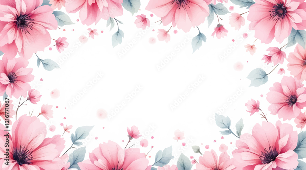 Seamless pattern with Pink flowers watercolor Seamless pattern with Pink flowers watercolor
