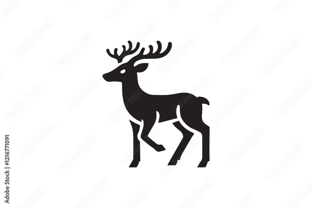 simple and subtle vector silhouette of a deer in black and white, set against a white background. simple and subtle vector silhouette of a deer in black and white, set against a white background.