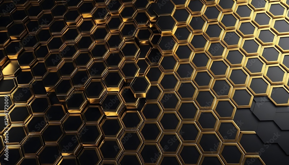 Abstract Black and Gold Hexagon Pattern Design Abstract Black and Gold Hexagon Pattern Design