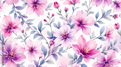Modern background with pink watercolor flowers
