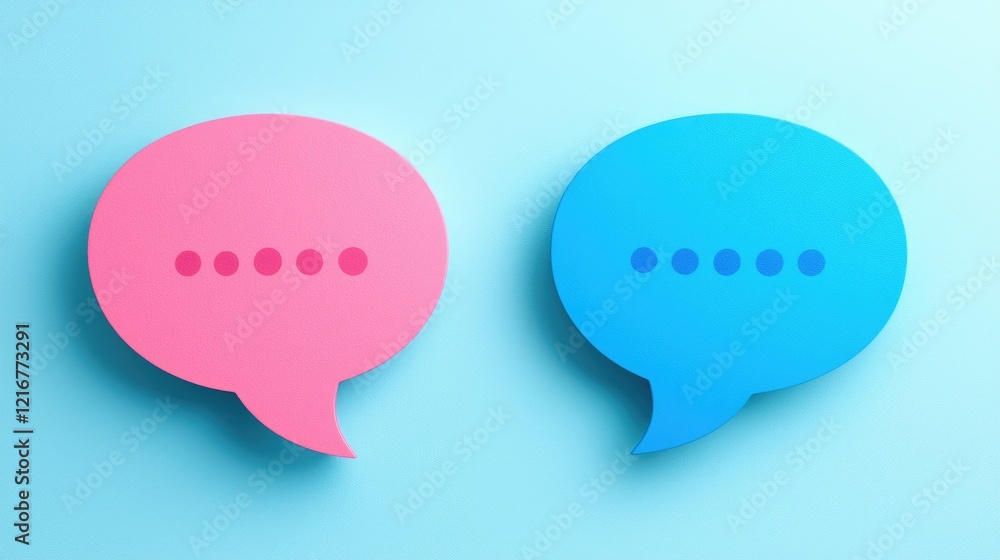 Colorful speech bubbles representing communication and dialogue in a modern, minimalistic design. Colorful speech bubbles representing communication and dialogue in a modern, minimalistic design.