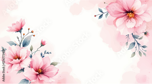 Seamless pattern with Pink flowers watercolor