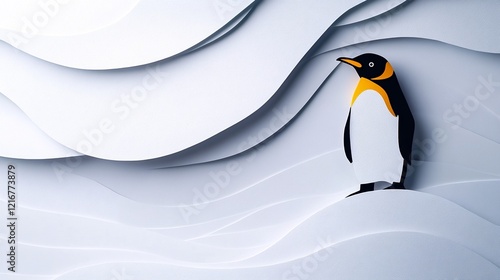 A penguin standing on an ice floe. photo