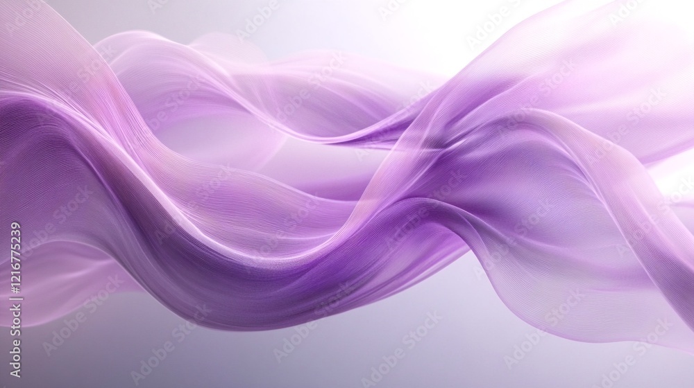 A close-up of purple fabric or cloth that has been blown by wind to create soft folds. A close-up of purple fabric or cloth that has been blown by wind to create soft folds.
