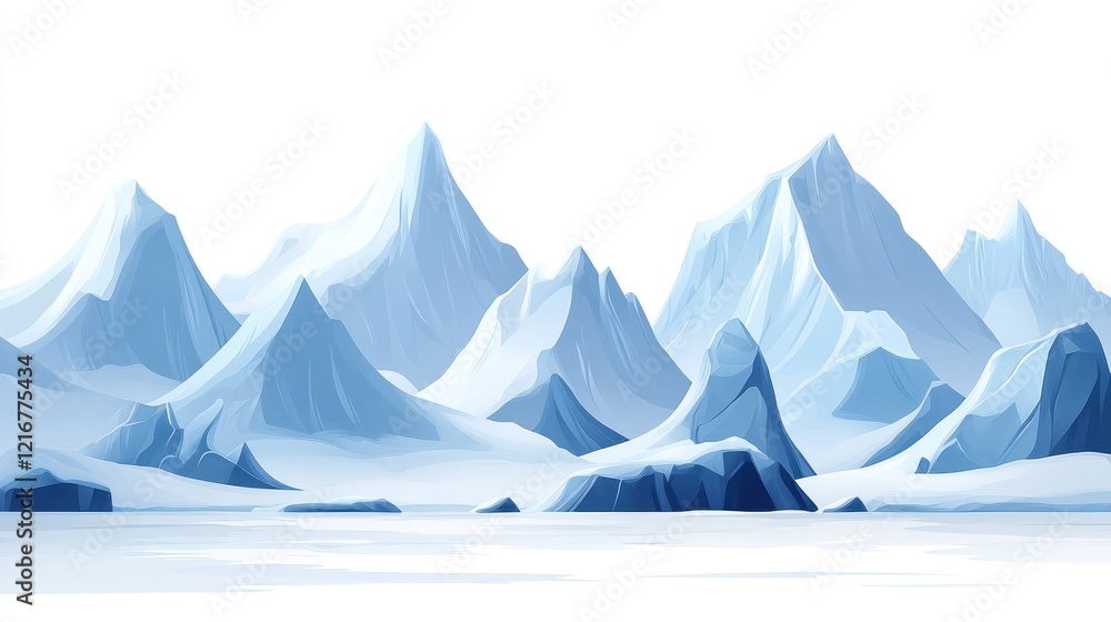 Fototapeta premium Snowy mountain range landscape.