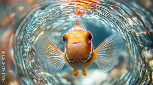 Orange clownfish underwater close-up. photo