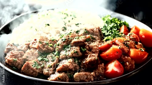 Delicious Beef Stew with Rice and Vegetables