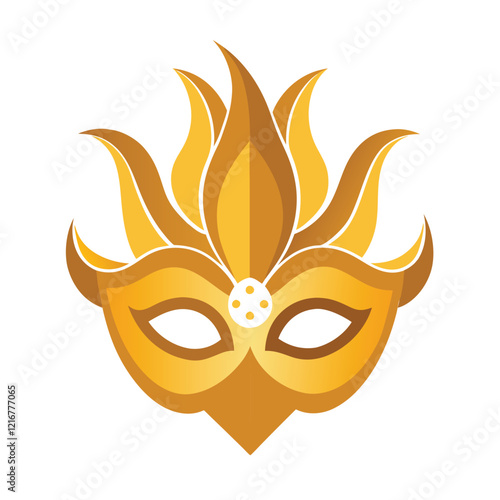Golden Masquerade Mask Theatrical Vector Graphics, Clipart & Line Art Design.eps