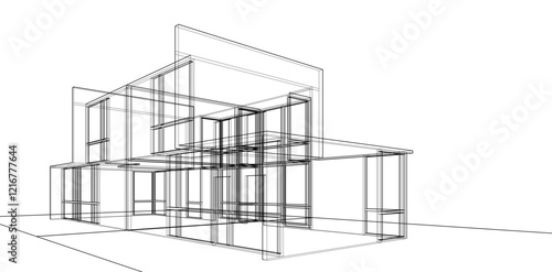 architectural sketch of a house