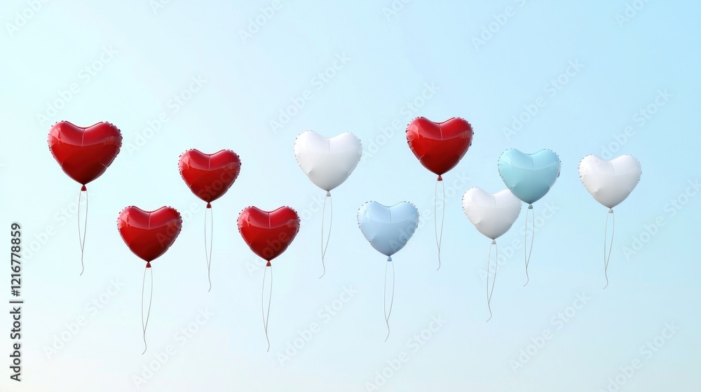 Heart Balloons Floating in Sky Heart Balloons Floating in Sky