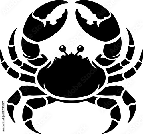 Black Crab Solid Silhouette Monogram Logo for Marine and Aquatic-Themed Branding Designs